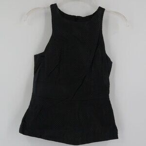 Express Peplum Style Perforated Faux Leather Black Tank Size XS